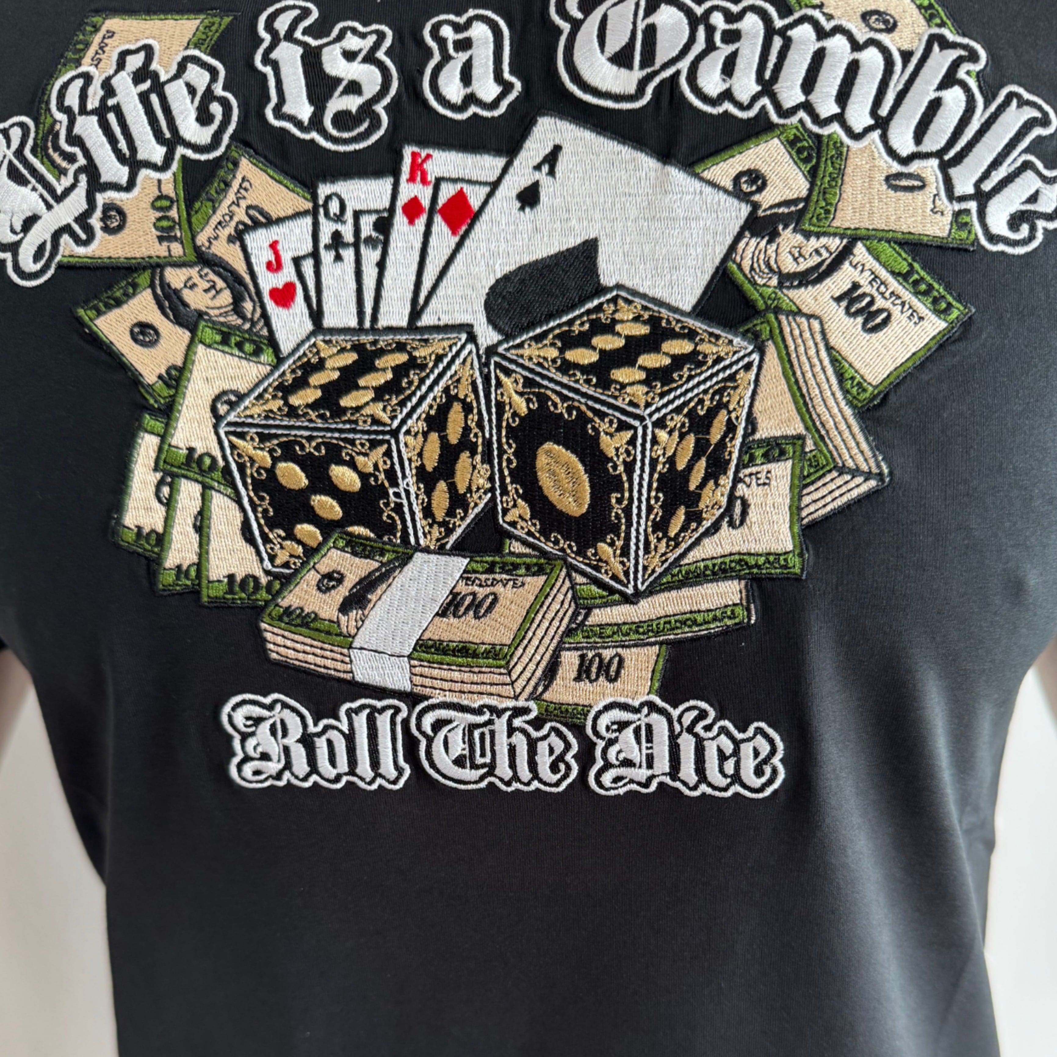 T-shirt MVL Life is a gamble brodé - noir