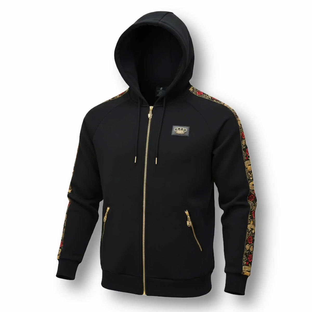 Mi Vida Loca LFR Tracksuit hoodie zwart met gekleurde borduurband op de mouwen, rits en MVL logo patch