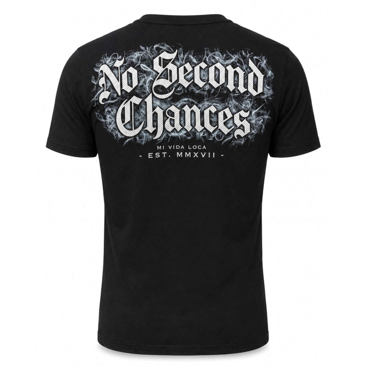 Mi Vida Loca No second chances T-Shirt schwarz mit großem gotischem Rückenprint, Rückseite