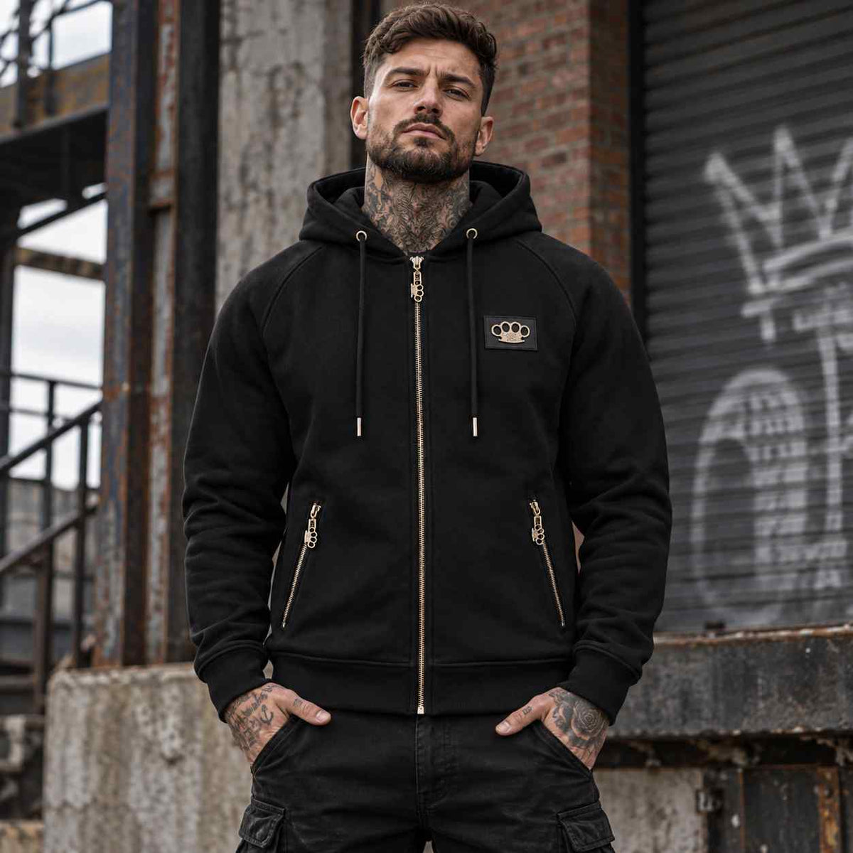 Felpa con cappuccio e zip "Trust nobody"
