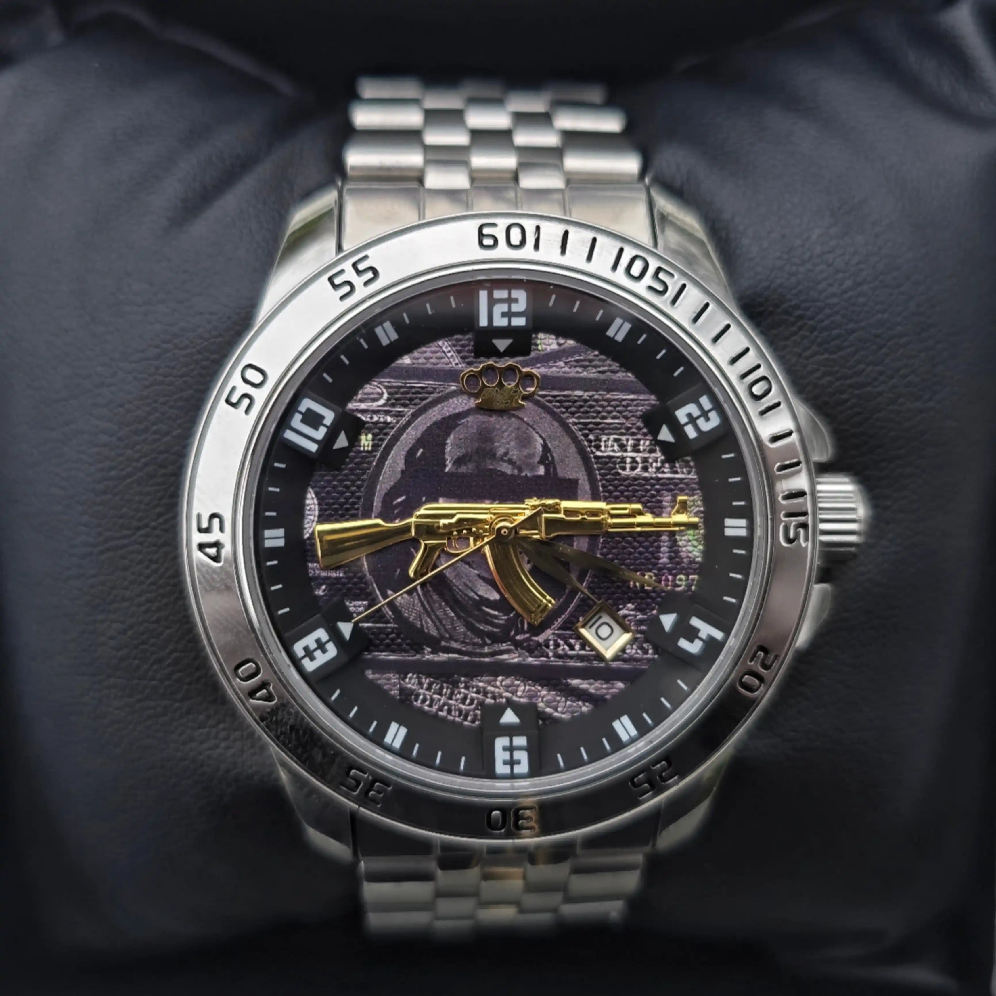 Orologio da polso automatico MVL "AK47" - argento