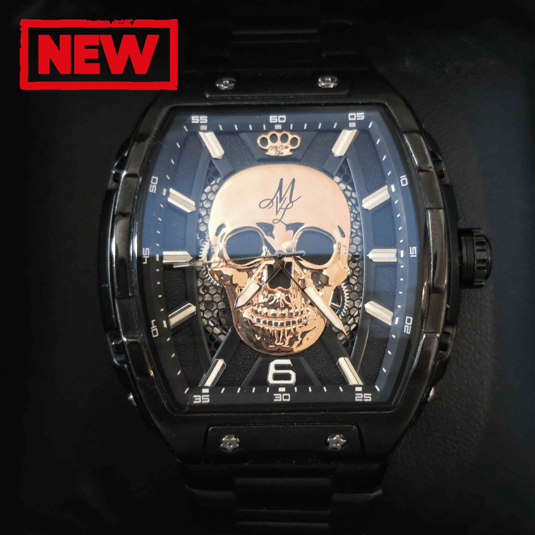 MVL Automatisk kraniet ur japansk bevægelse / stålrem sort/sort