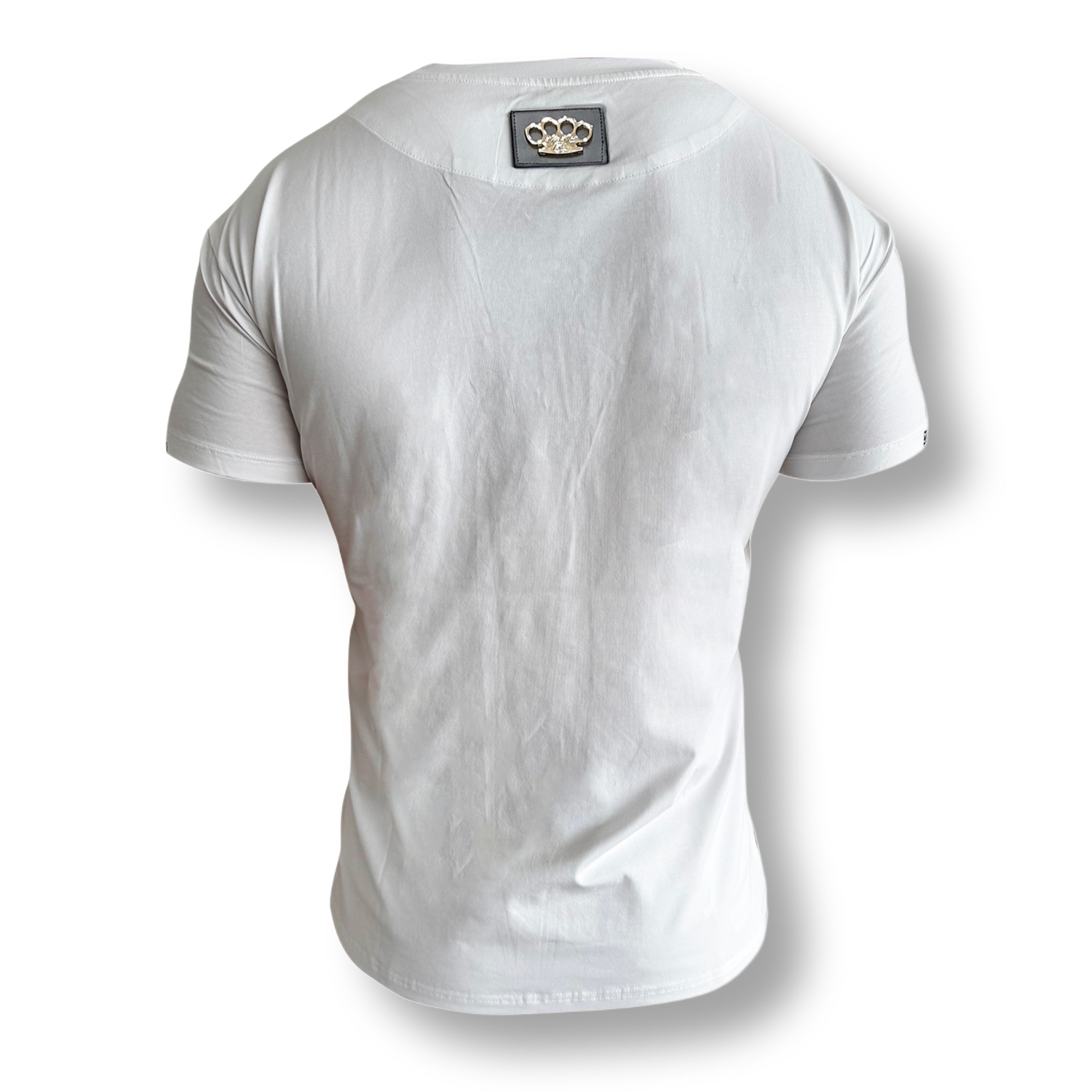 T-shirt MVL Life is a gamble ricamata - bianca
