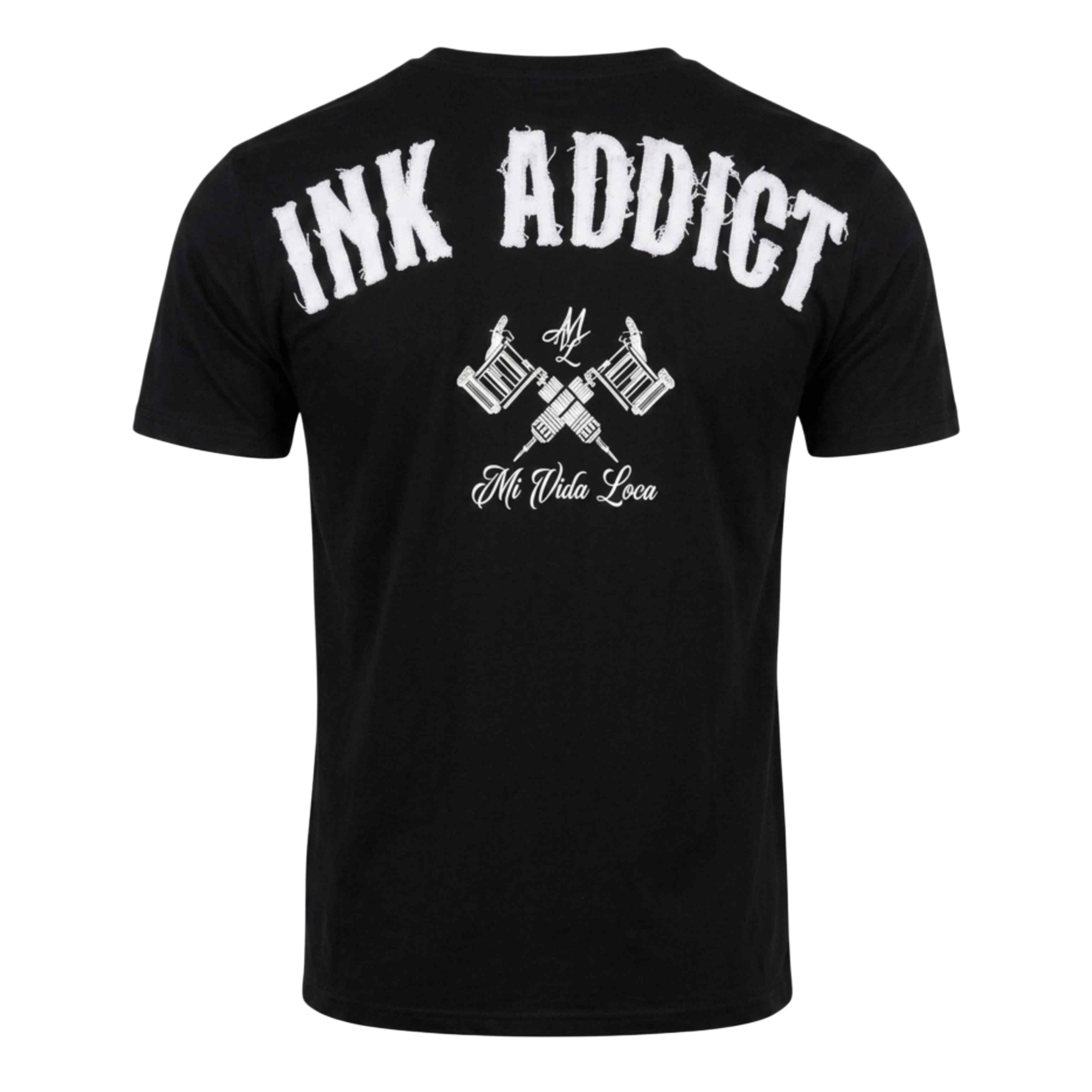 T-shirt med tryk »Ink addict« – sort