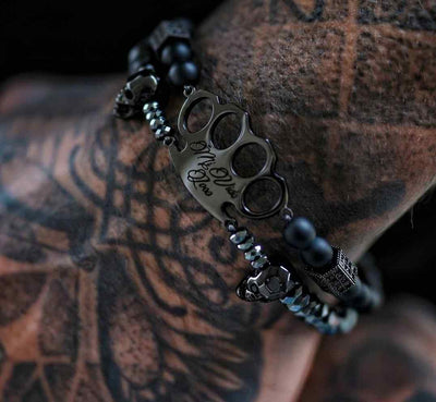 MVL „Polygonal Skulls“ Armband schwarz/schwarz