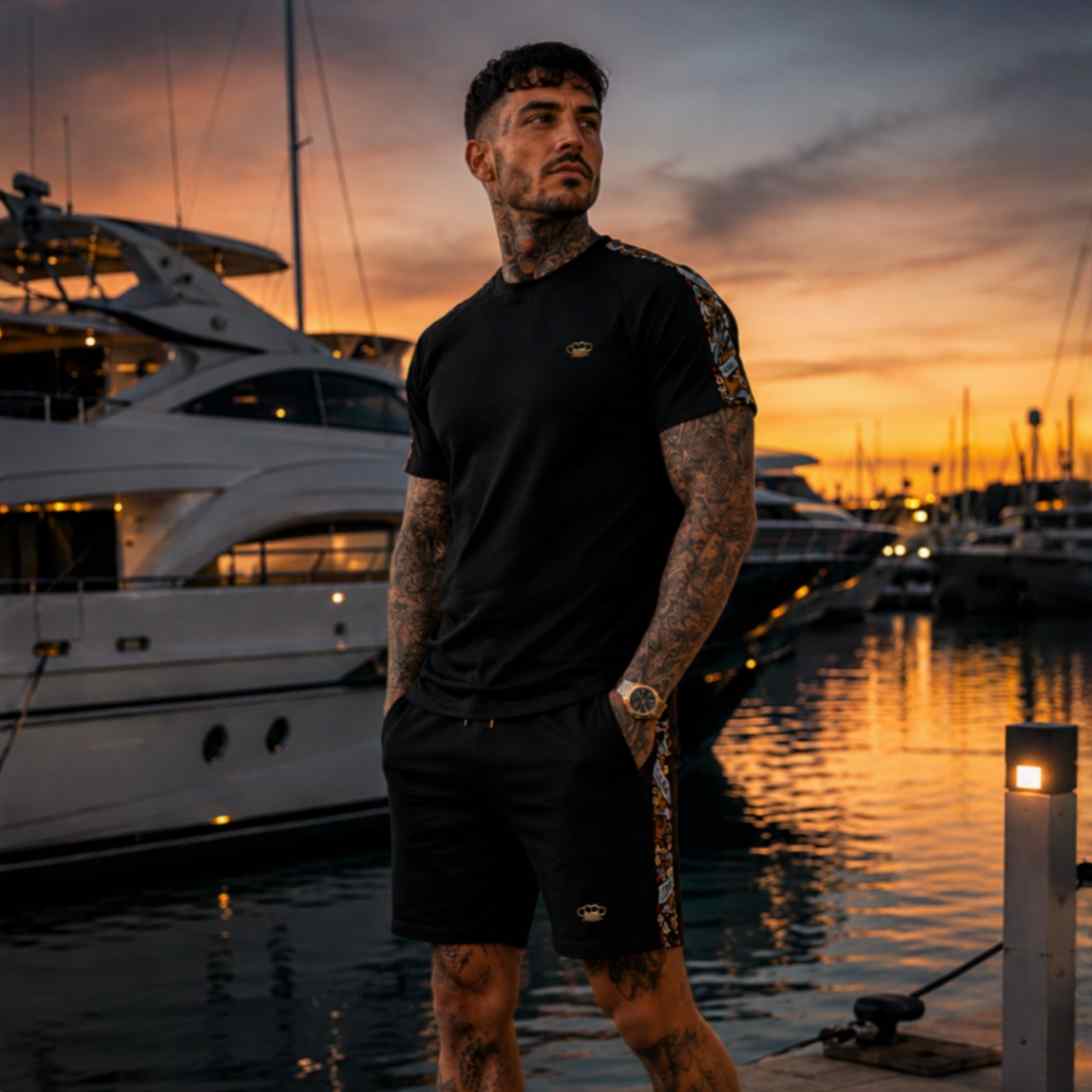 Savage ornate jogger shorts - black