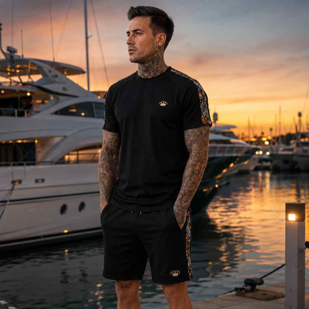 Savage ornate jogger shorts - black