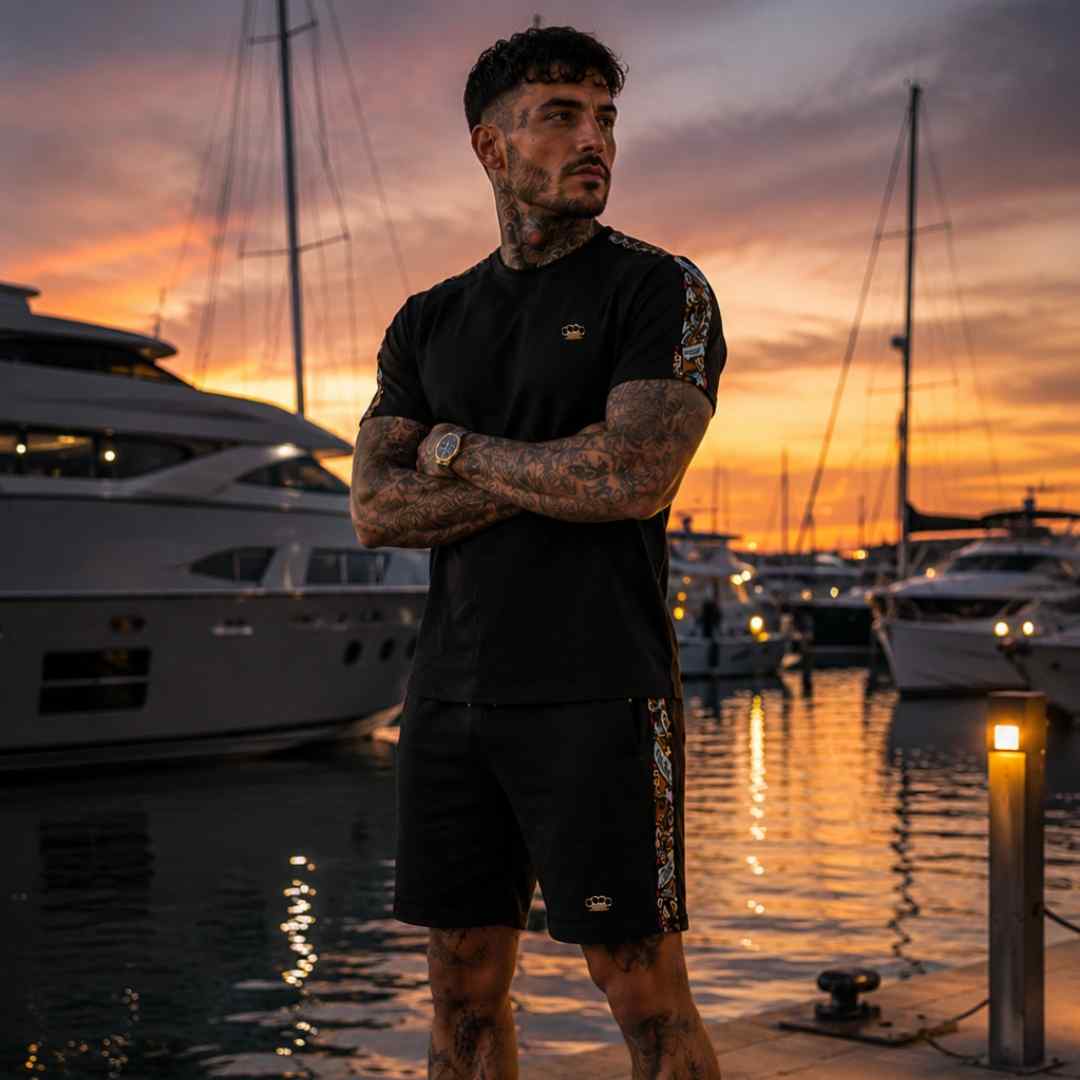 Savage ornate jogger shorts - black