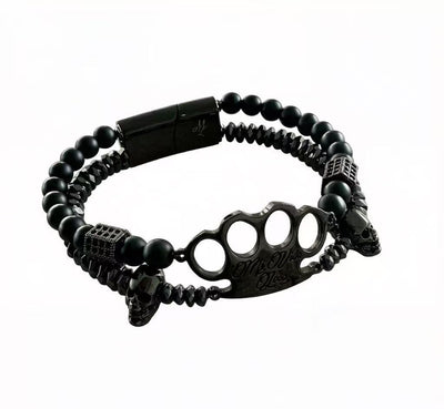 MVL „Polygonal Skulls“ Armband schwarz/schwarz